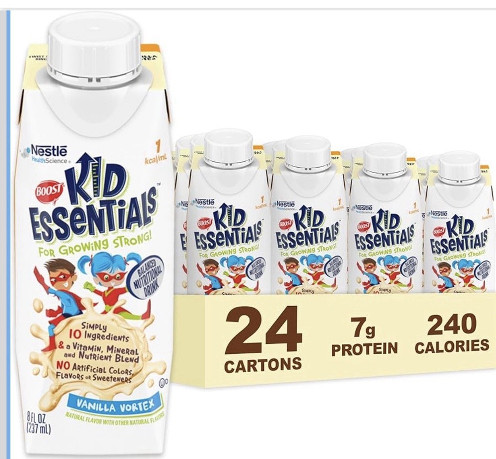 BOOST KID ESSENTIALS 1.0 Vanilla Vortex 24 x 8 fl oz carton BB Date 05/25/2026