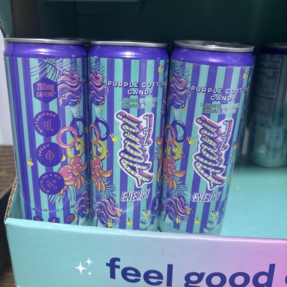 Alani Nu Purple Cotton Candy Energy Drink 12 Pack | Zero Sugar | Packed Securely