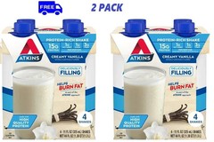 Atkins Protein Shake Creamy Vanilla, Keto Friendly, Gluten Free, 8 Ct- Free SHIP