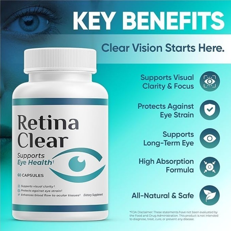 Retina Clear Vision Support Supplement Eye Health Formula with Lutein Zeaxant US