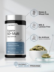 Multivitamin for Men and Women Over 50 | 120 Vegan Caplets | by Horbäach