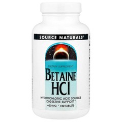 2 X Source Naturals, Betaine HCl, 650 mg, 180 Tablets