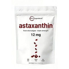 Micro Ingredients Astaxanthin 12mg – Natural Tanning, Easy-to-Swallow Softgels