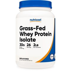 Nutricost Grass-Fed Whey Protein Isolate (Unflavored) 2LBS – Free SHIPPING!!!