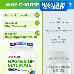 Magnesium Glycinate 500mg per Capsule 240 Capsules High Absorption