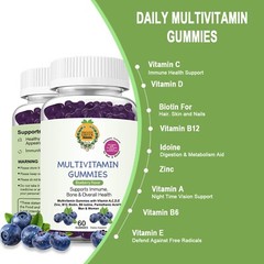 Organic Greek Multivitamin Gummies with Vitamin A, C, D, E, Zinc, B12, Biotin US