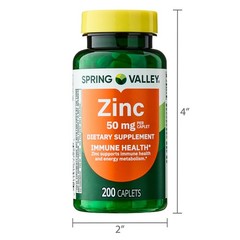 Spring Valley Zinc 50mg Caplets- 200 Count new free shipping