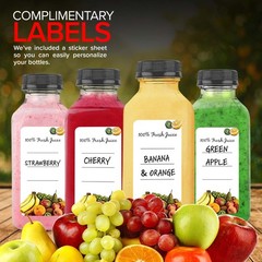 12 oz Juice Bottles with Caps for Juicing (12 pack) – Reusable Clear Empty Plast