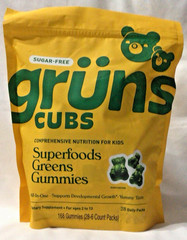 Gruns Sugar Free Cubs Superfoods Greens Gummies Kids 28 Packs of 6 EXP 01/27