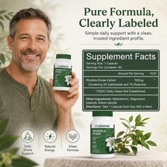 Floraviva Rhodiola Adaptogenic Supplement Stress Relief Energy Focus Non-GMO