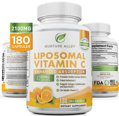 Nurture Alley Natural Organic Vegan Liposomal Vitamin C 2100mg High Absorption