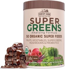 Organic Super Greens Chocolate Drink Mix – 50 Superfoods, 20 Servings
