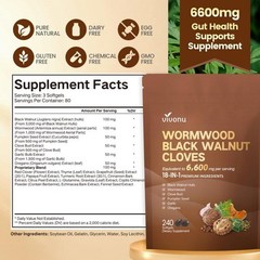 Vivonu 18-in-1 Wormwood Black Walnut Clove Gut Detox Softgels 240 Count
