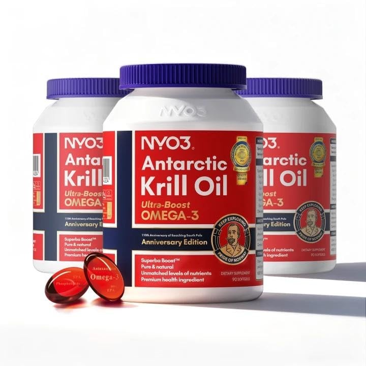 NYO3 Krill Oil Omega 3 Supplement 1000mg 270 Softgels EPA & DHA, Pure Antarct…