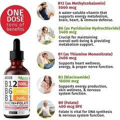 Nusava Vitamin B complex – B 12, B 6 & B 1 + Niacin & Folate 1/2/3 Bottles