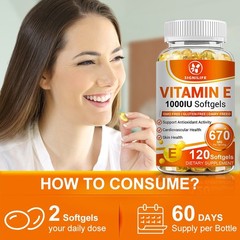 Vitamin E 1000IU Mixed Tocopherols Natural Antioxidant for Skin & Immune Support