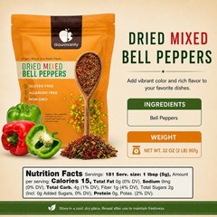Dried Red and Green Bell Peppers Mix, 32oz Flavorful Diced Peppers Fresh and …