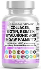 Clean Nutraceuticals Collagen Pills 1000mg Biotin 10000mcg Keratin Vitamins 90Ct