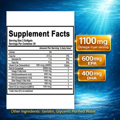 Fish Oil Omega 3 Fatty Supplements Heart, Brain, Immune Support – 60 Softgels