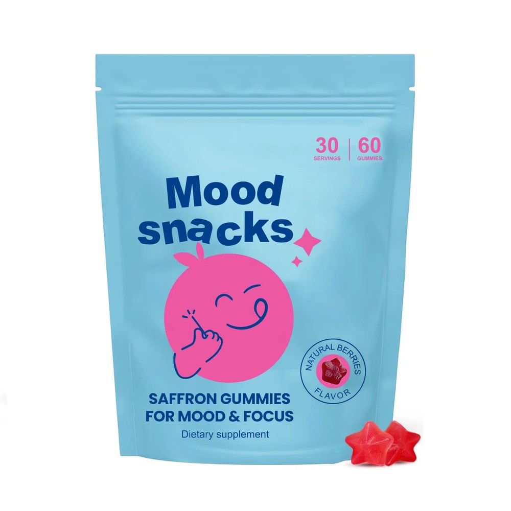 Mood Snacks Kids Saffron Gummies, Natural Support Supplements Offer Mood Berries