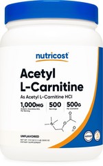 Nutricost Acetyl L-Carnitine (ALCAR) 500 Grams – 1000mg 1.1 Pound (Pack of 1)
