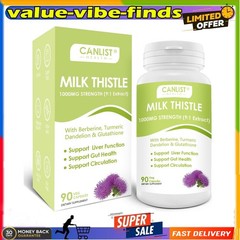 CANLIST Milk Thistle Capsules 1000mg, Potent 9:1 90 Count (Pack of 1)