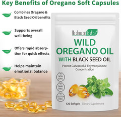Oregano Oil Capsules, 2 in 1 Oil of Oregano with Black Seed Oil, Oregano Oil Sup
