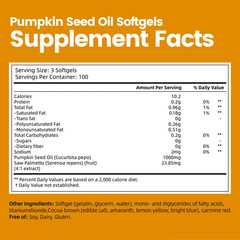 Pumpkin Seed Oil Saw Palmetto 1000mg Softgels 300 Caps