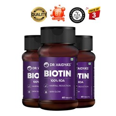 3 Pack Dr. Vai.dya’s Biotin Amla Bhringraj 60 Veg Tablets