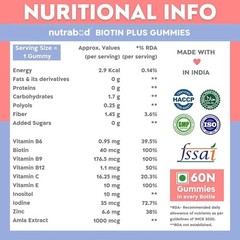 Biotin Hair Gummies For Unisex, Hair Fall Controll, DHT Blocker / 60 Gummy