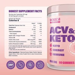 Keto ACV Gummies 1500 mg Vegan Natural Detox Weight Loss Support Low Sugar LOT 2