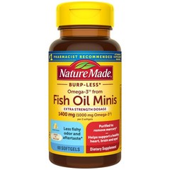 Nature Made Extra Strength Burp Less Fish Oil Omega 3 60 Count (Pack of 1)