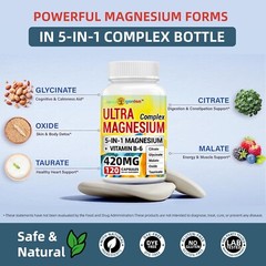 420mg 5-in-1 Magnesium Complex Supplement for Energy, Sleep & Bone Health