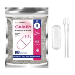 Empty Gelatin Capsules Size 5 – (100 Count) Very 100 Count (Pack of 1), Clear