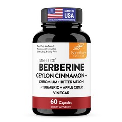Sangluco Berberine Ceylon Cinnamon Chromium Turmeric Apple Cider Vinegar Bitt…