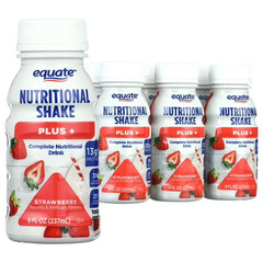 Equate Strawberry Plus Nutritional Shakes, 8 FL OZ, 6 Count