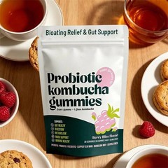 3X Probiotic Kombucha Gummy – Prebiotics,Probiotics,Postbiotics,Fiber Supplement