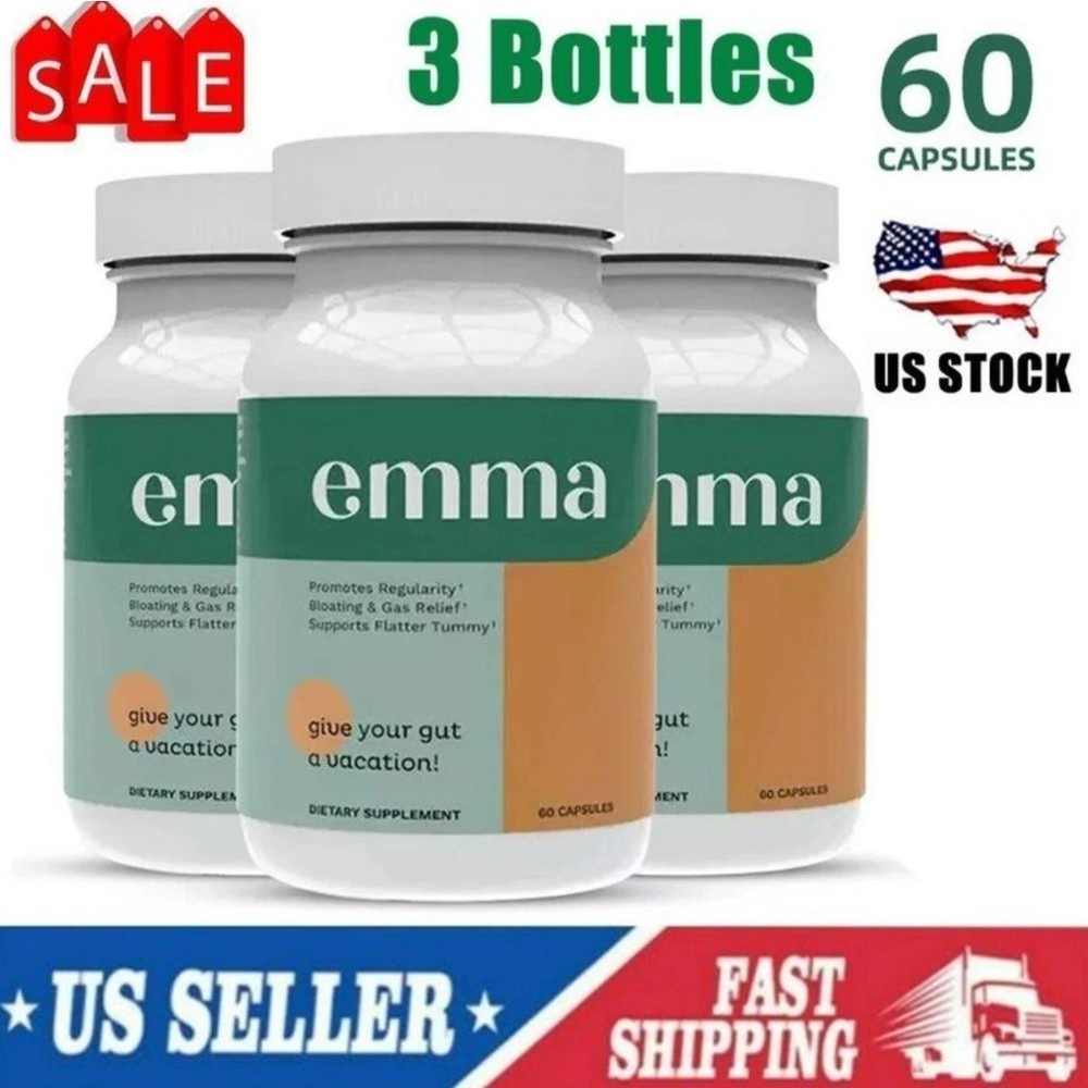 3 Pack Emma Gut Health Supplement 180 Capsules Bloating & Digestive Support