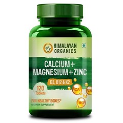 Himalayan Organics Calcium Magnesium Zinc Vitamin D3 & B12 & K – 120 Veg Tabs