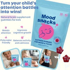 Mood Snacks Kids Saffron Gummies, Natural Support Supplements Offer Mood Berries