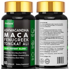 Maca Root, Ashwagandha, Panax Ginseng Fenugreek Extract Male Enhancing 60 Caps