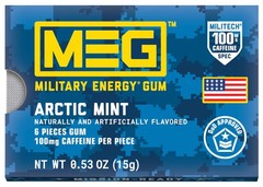MEG Military Energy Gum – Arctic Mint| Energy Caffeine Gum | 100mg Caffeine…