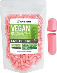 Size 00 Pink Empty Vegan Capsules Vegetarian Veggie Kosher Pills Caps DIY Fill