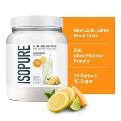 Isopure Clear Low Carb 100% Whey Protein Isolate Powder, 20g Protein,16 Servings