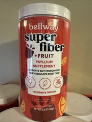 Bellway Super Fiber + Fruit Psyllium Husk Raspberry Lemon 18 oz NEW/SEALED