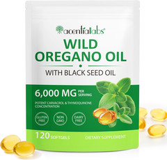 Oil of Oregano with Black Seed Oil, 2 in 1 6000Mg Oregano Oil Capsules Organic,1