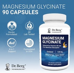 Dr. Berg Magnesium Glycinate 90ct 4-in-1 Chelated for Muscle Nerve Sleep Stress