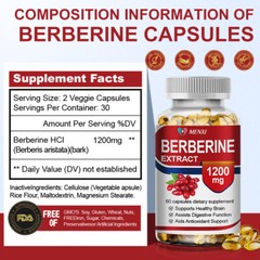 3 Packs Berberine 1200mg High Abosorption For Blood Sugar Immune 3 Months Supply