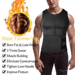 Men Sauna Suit Sweat Vest Waist Trainer Body Shaper Tank Top Compression Shirts