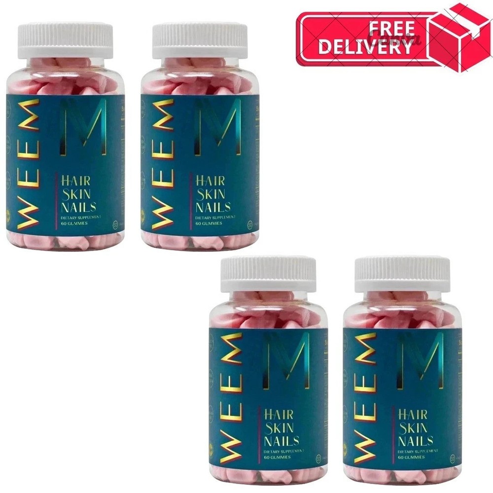 4 Pack WEEM Hair Skin & Nails Gummies Vegan Biotin Vitamin Support